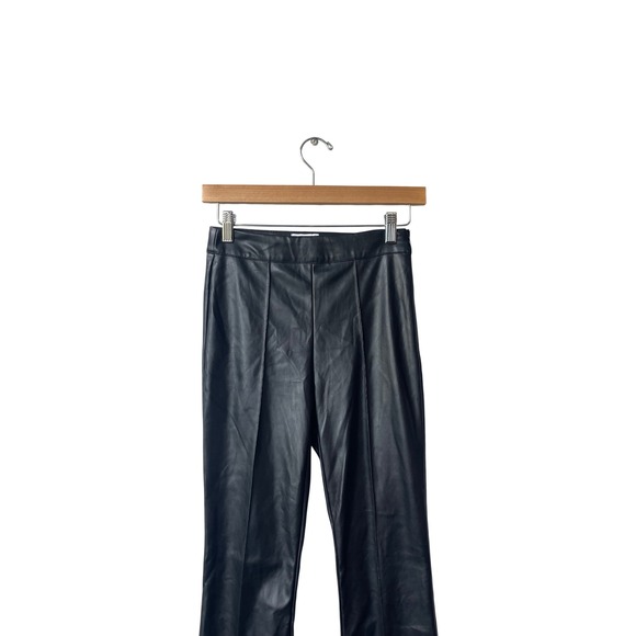 Princess‎ Polly Black Faux Leather Flare Pants Size 0 High Waisted Grunge Goth - Picture 3 of 9